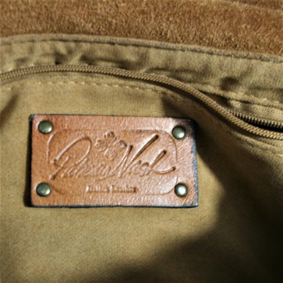 Patricia Nash Brown Italian Pebble Leather Crossbody Saddle Bag w/ Rivets VGC - Picture 10 of 14